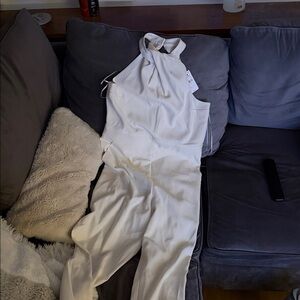 Express White and Gray Jumpsuit